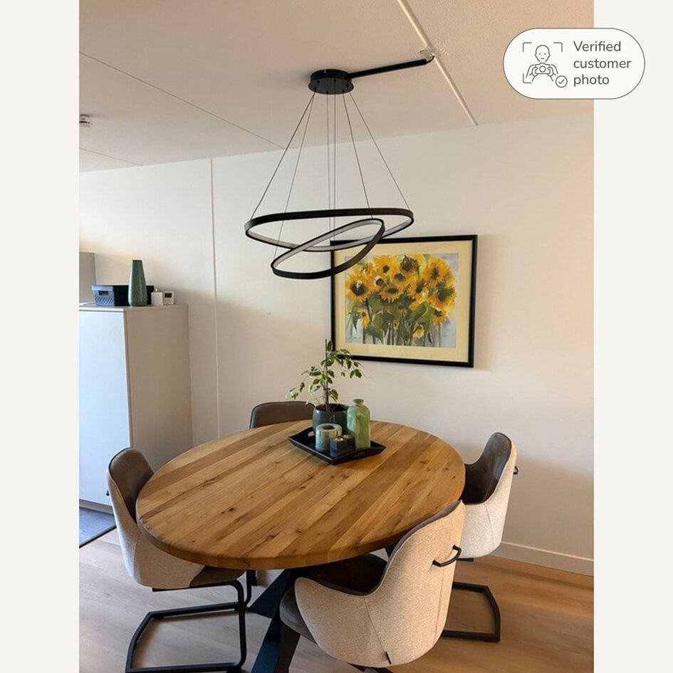Dimmable design à 3 étapes Nivara avec double anneaux LED en noir