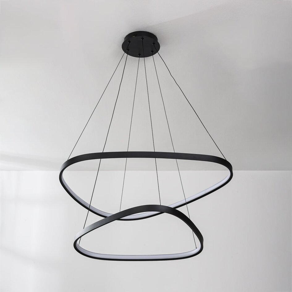 Dimmable design à 3 étapes Nivara avec double anneaux LED en noir