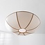 Moderne hanglamp Ovala met beige linnen kap en bruine accenten Ø60 cm