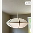 Moderne hanglamp Ovala met beige linnen kap en bruine accenten Ø60 cm
