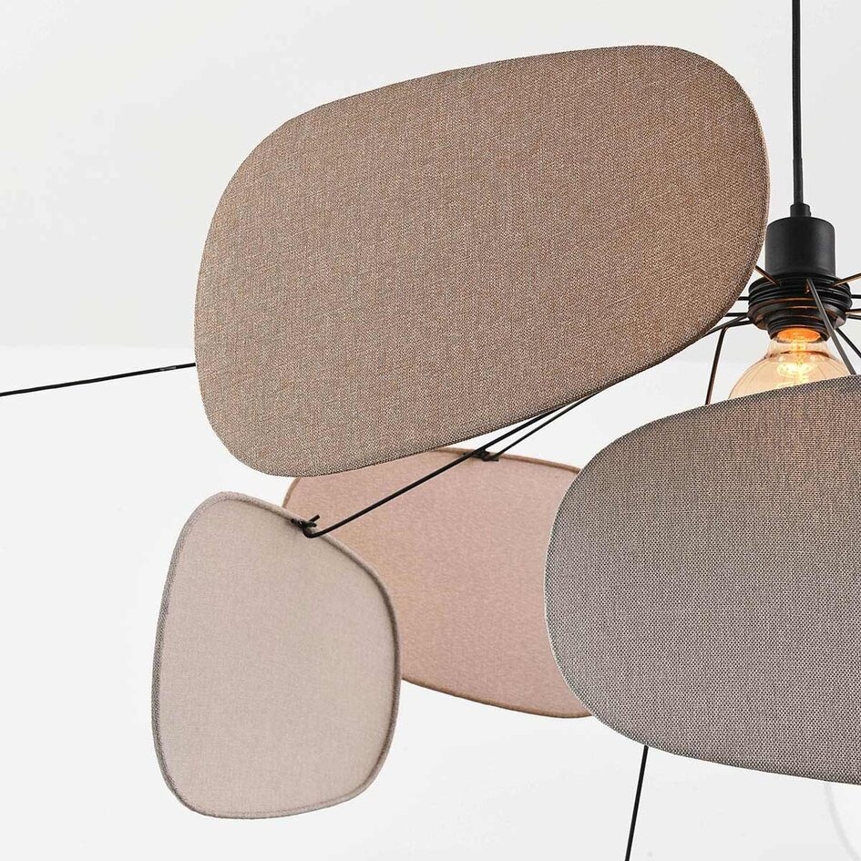 Suspension Zandor en tissu - taupe, gris clair et blanc