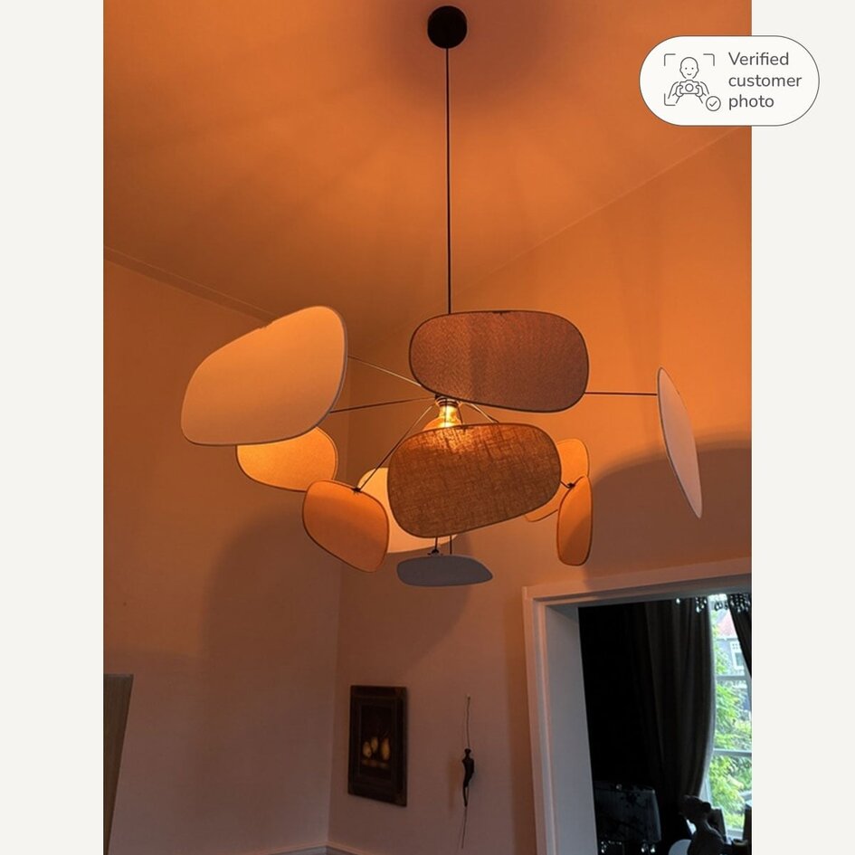 Suspension Zandor en tissu - taupe, gris clair et blanc