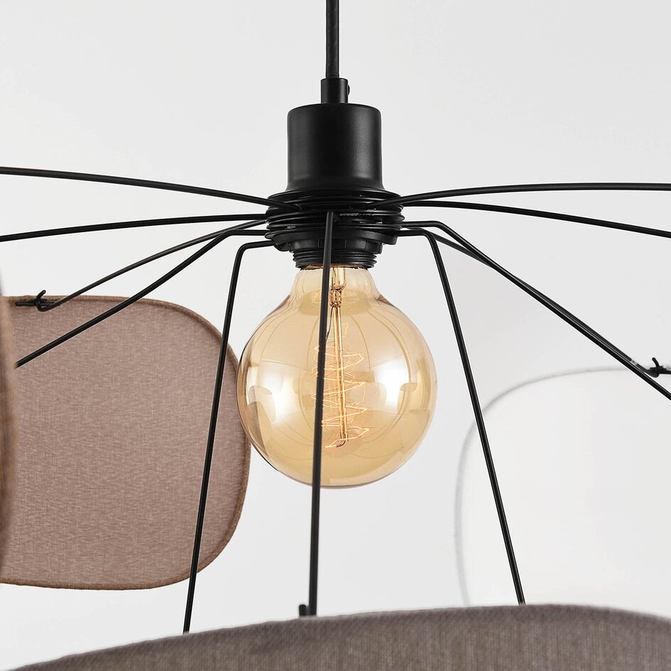 Suspension Zandor en tissu - taupe, gris clair et blanc