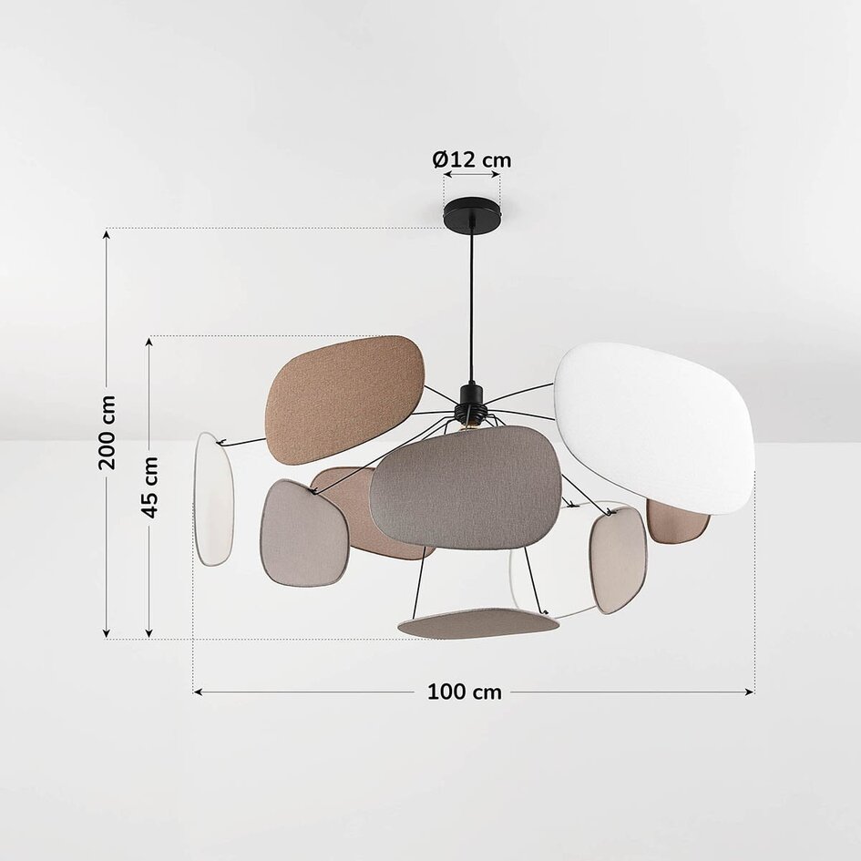 Suspension Zandor en tissu - taupe, gris clair et blanc
