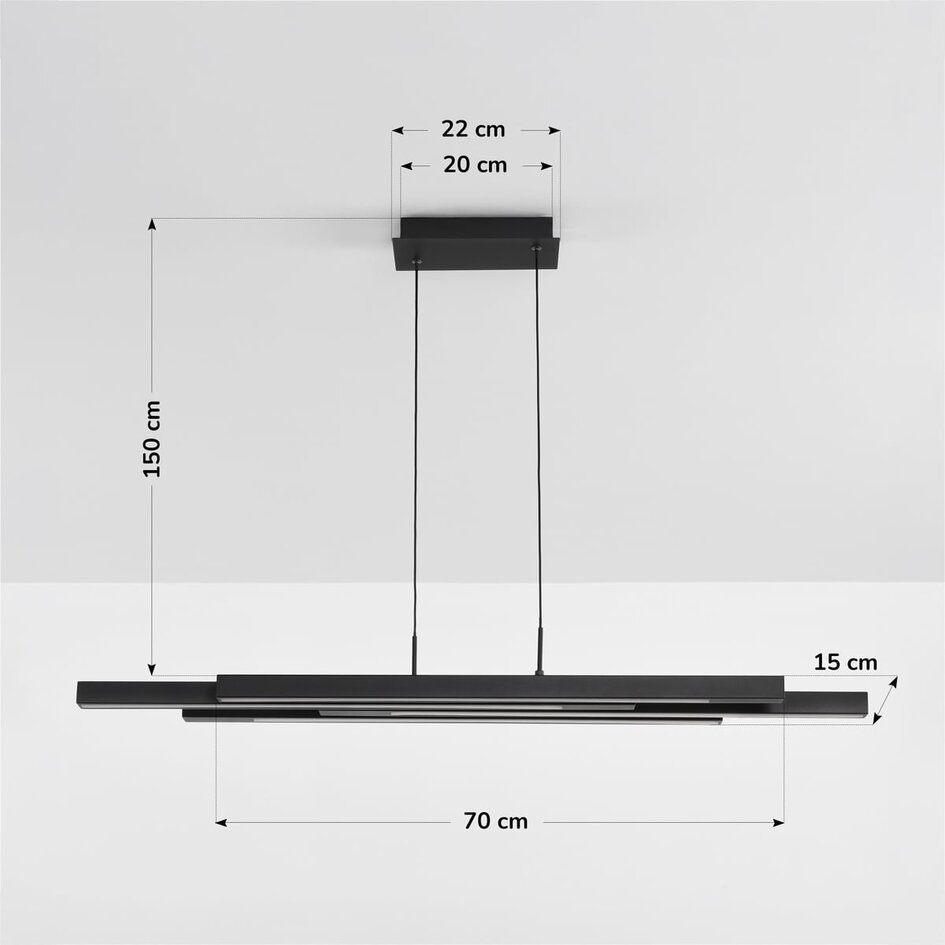 Design hanglamp zwart met 3-staps dimmer - Liana