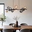 Design hanglamp Deka zwart met amber en smoke glas, 10-lichts