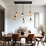 Zwarte hanglamp Loic met amber glas, 6-lichts