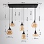 Zwarte hanglamp Loic met amber glas, 6-lichts