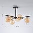 Plafondlamp Venezia zwart met amber glas, 6-lichts