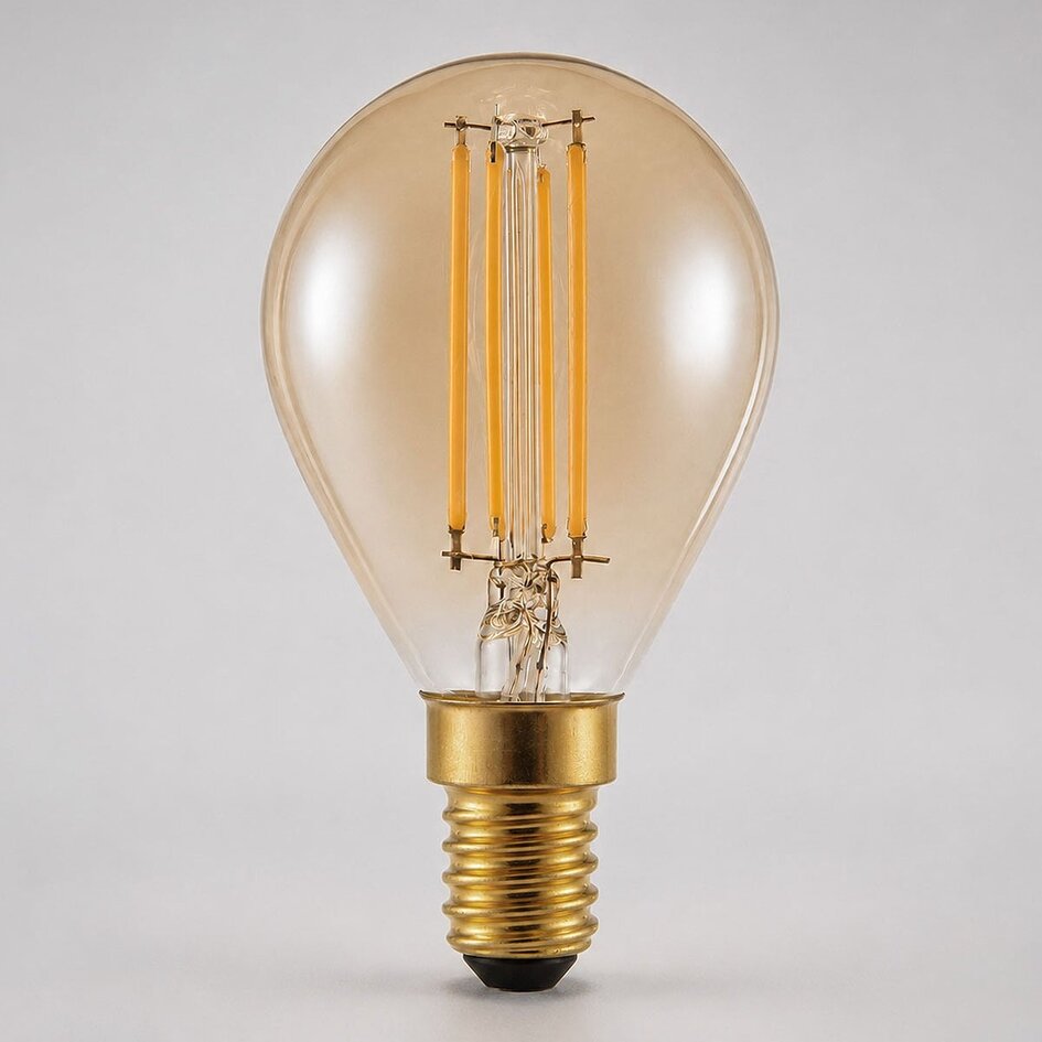 Ampoule LED E14 à filament variable sur 3 niveaux Ø45 mm en verre ambré 4,5 W 2200K