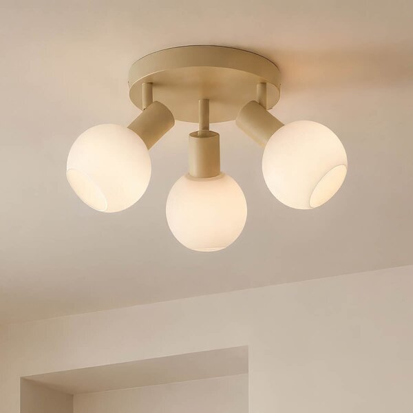 Plafonnier Orlando à 3 lumières - beige et verre laiteux