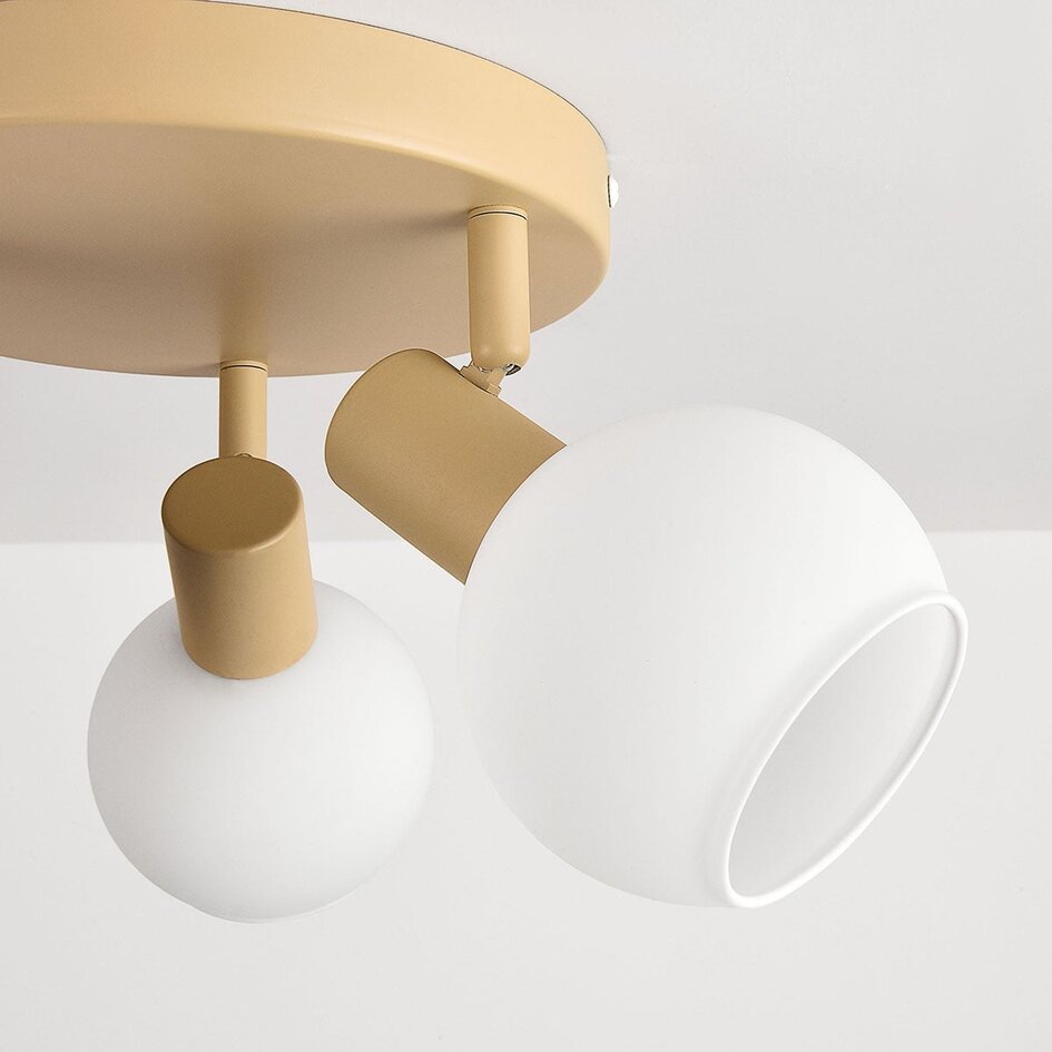 3-lichts plafondlamp Orlando - beige met melkwit glas
