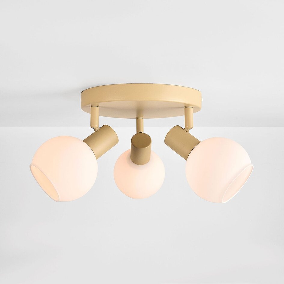 Plafonnier 3 lumières Orlando - beige avec verre blanc laiteux