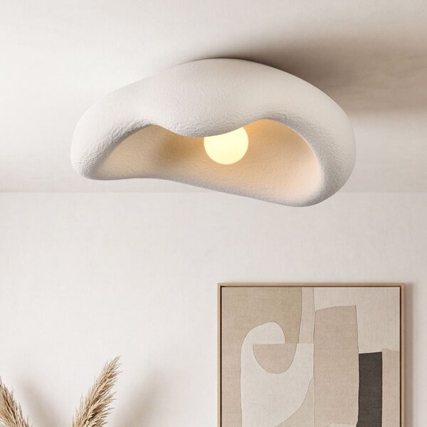 Wabi Sabi plafondlamp Ishi met steeneffect 60 cm in wit