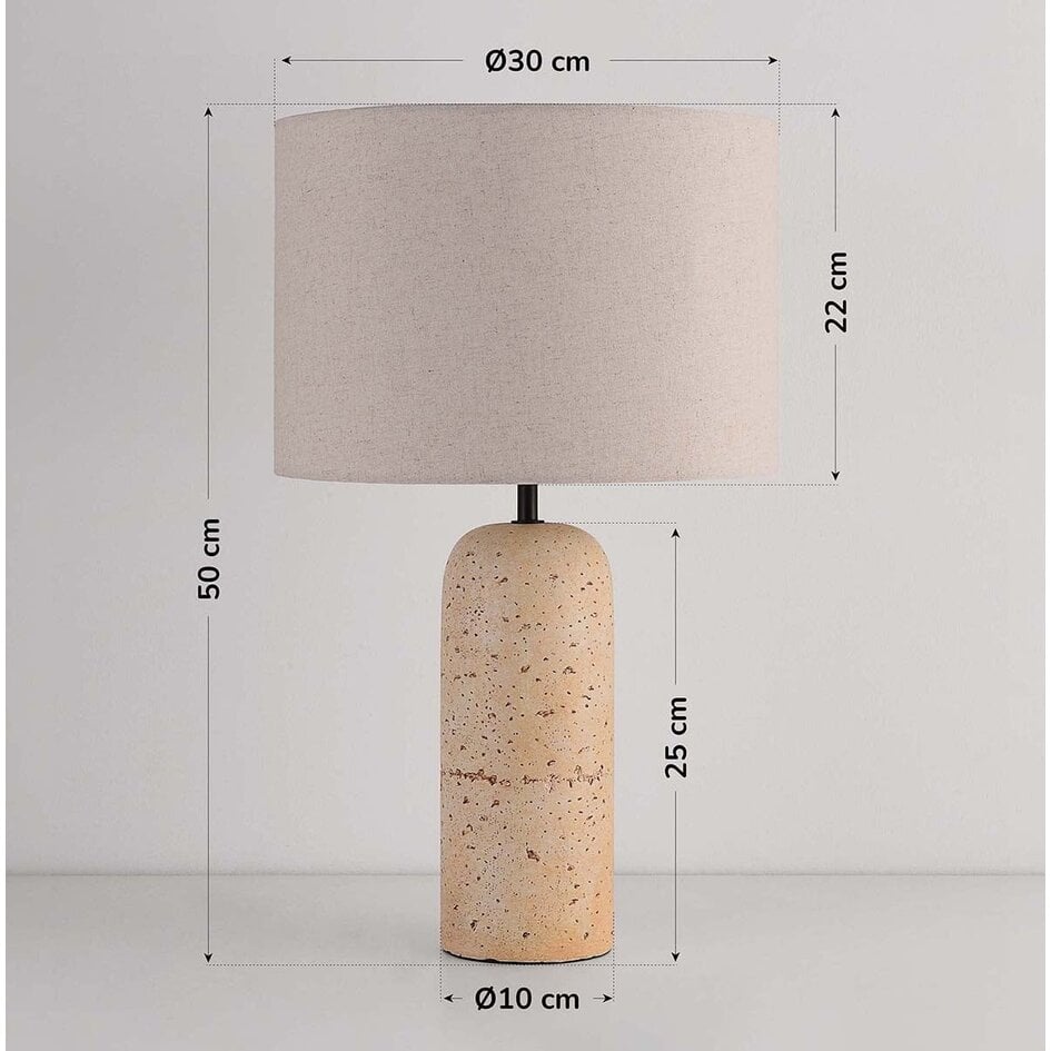Lampe de table Seraphina à abat-jour en lin et pied en céramique à effet travertin