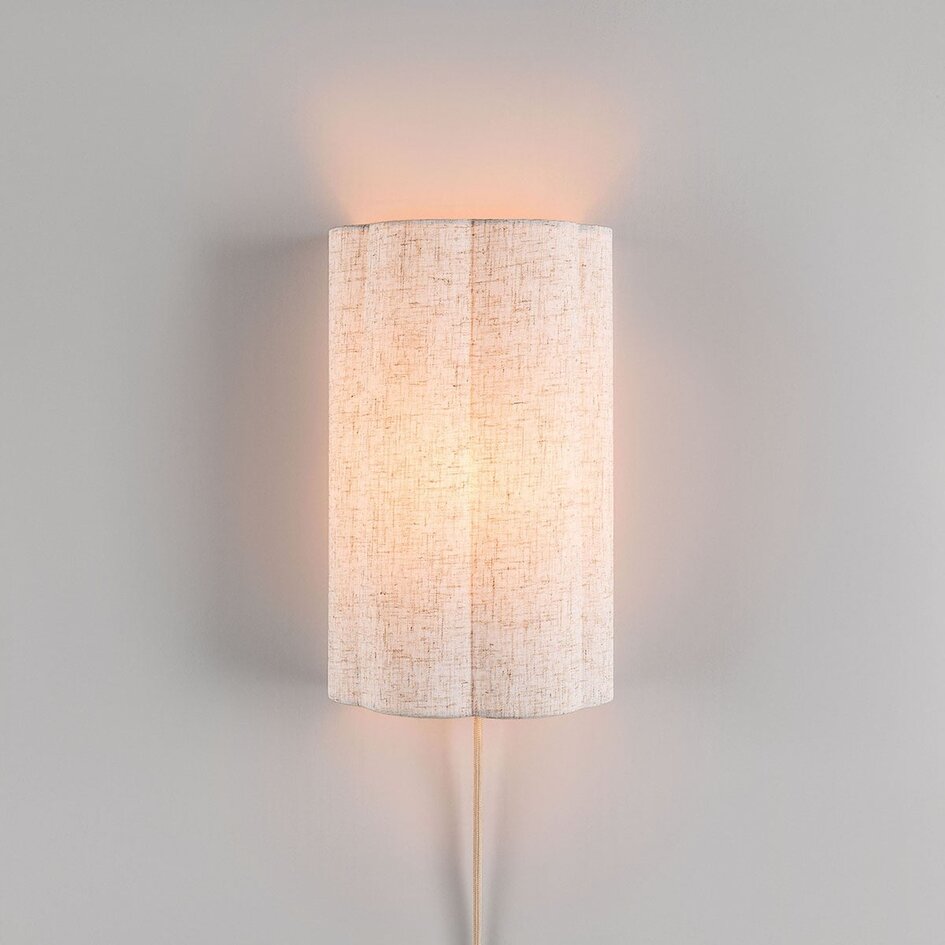 Wandlamp Vlora met linnen kap - gebroken wit