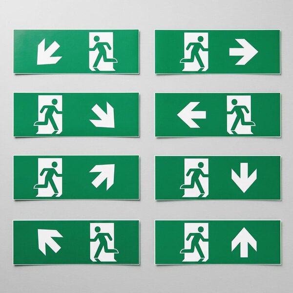 Jeu de pictogrammes pour luminaires montés sur une surface.