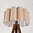 Lampadaire Florien avec abat-jour en lin plissé et trépied métallique - marron