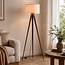 Lampadaire Saskia avec abat-jour en lin et trépied en métal - marron