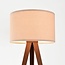 Lampadaire Saskia avec abat-jour en lin et trépied en métal - marron