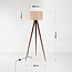 Lampadaire Saskia avec abat-jour en lin et trépied en métal - marron