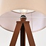 Lampadaire Saskia avec abat-jour en lin et trépied en métal - marron