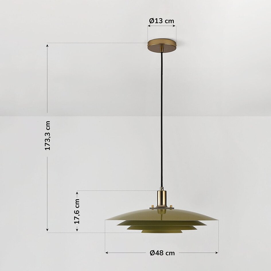 Suspension Alfyn avec abat-jours superposés - vert kaki