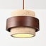 Suspension à 4 lumières Travé en travertin (pierre naturelle) et bois