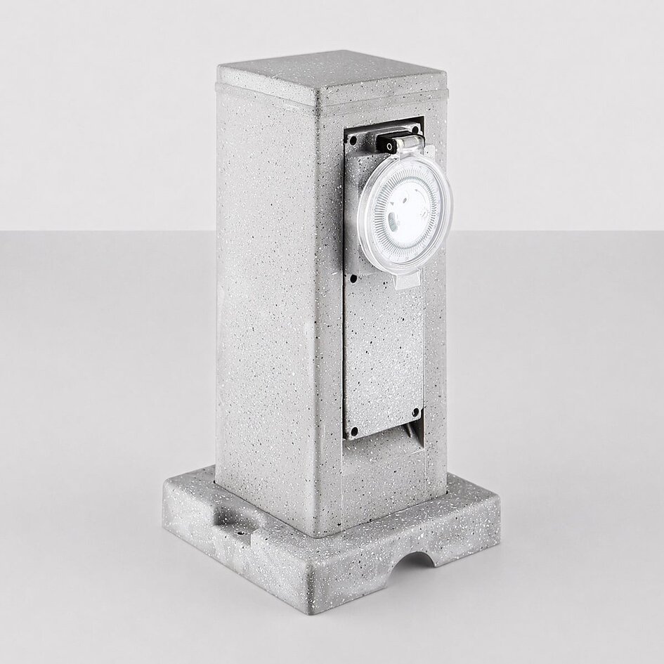 2-voudig buitenstopcontact IP44 met timer - steenlook