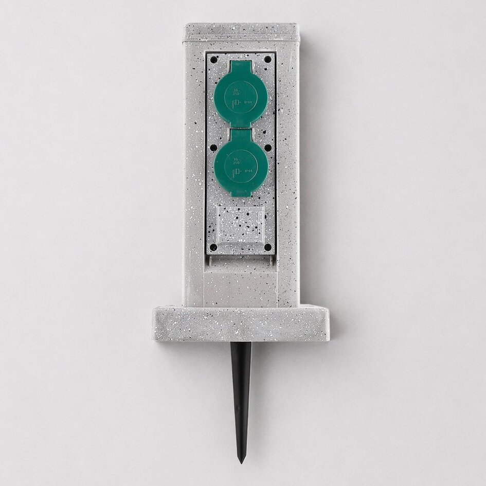 2-voudig buitenstopcontact IP44 met timer - steenlook
