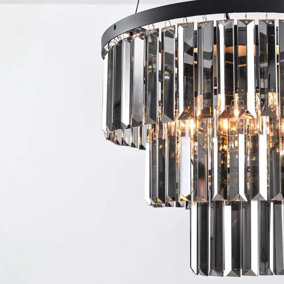 Luxe zwarte hanglamp - Kristal
