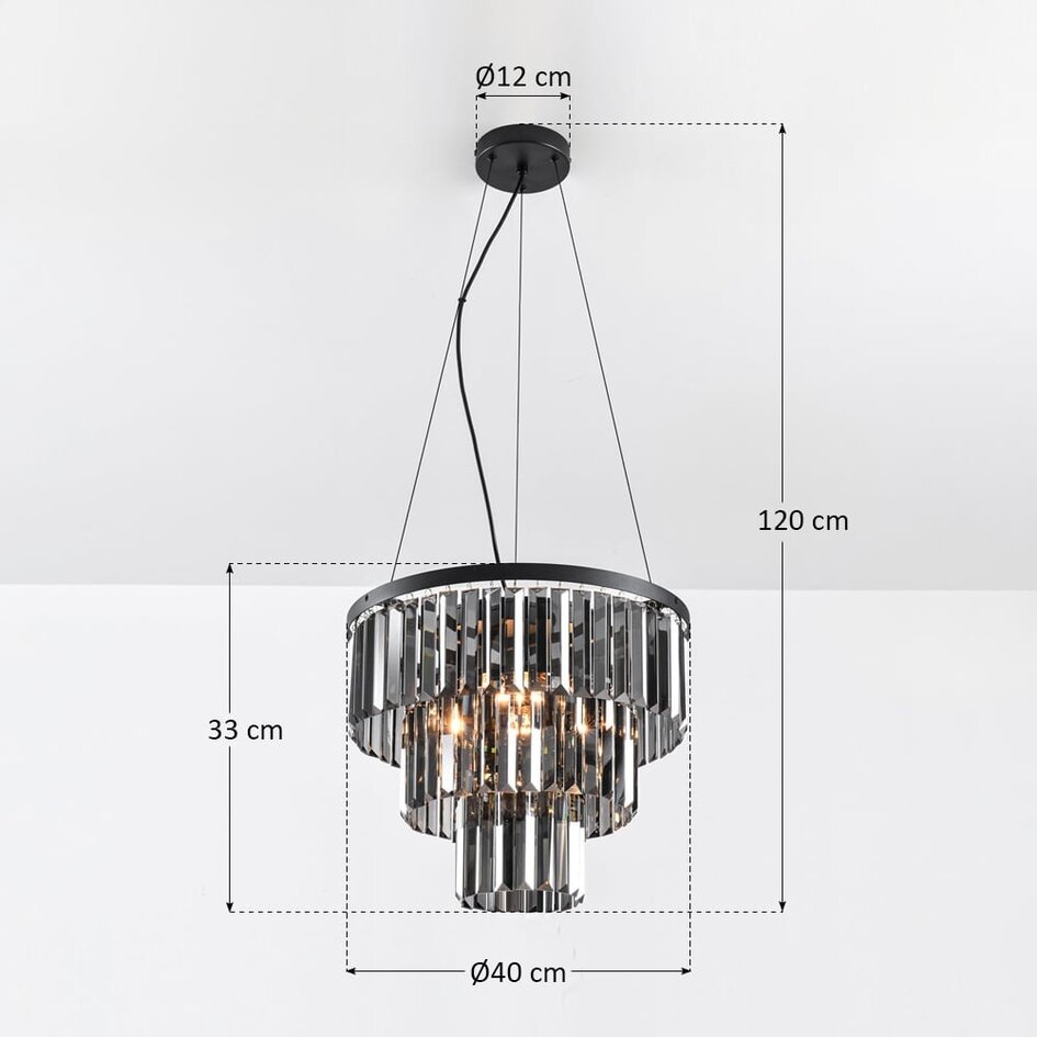 Luxe zwarte hanglamp - Kristal