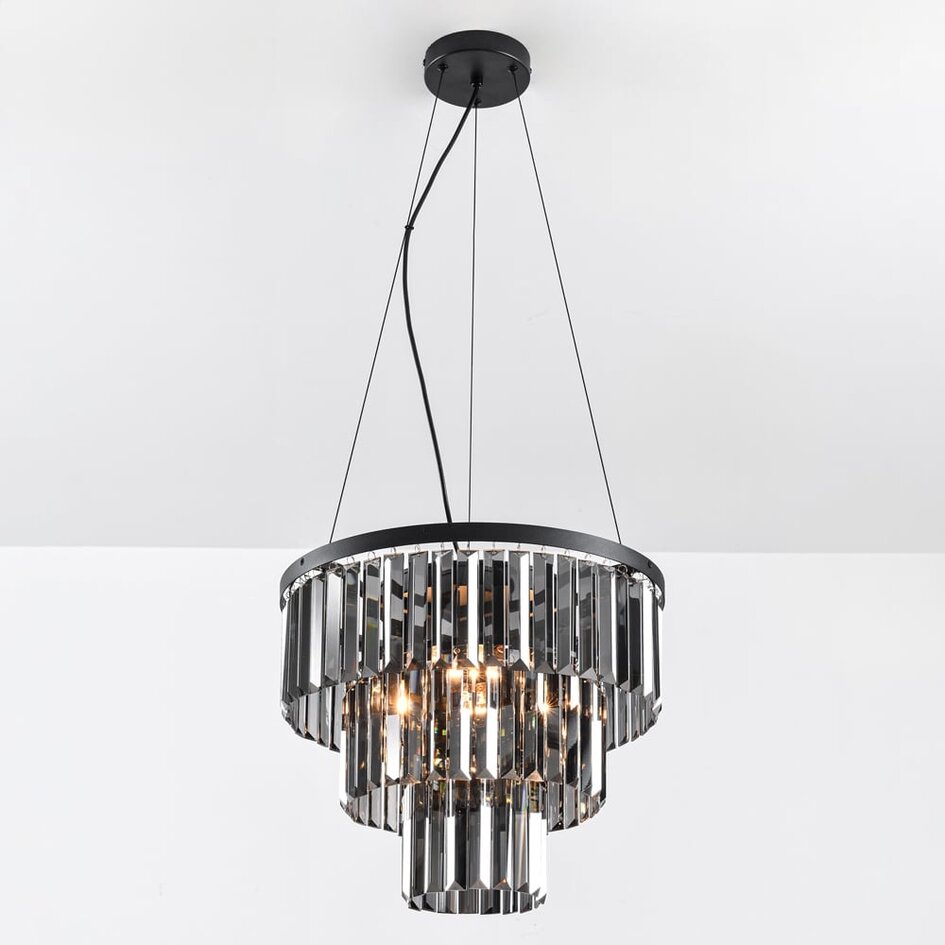 Luxe zwarte hanglamp - Kristal