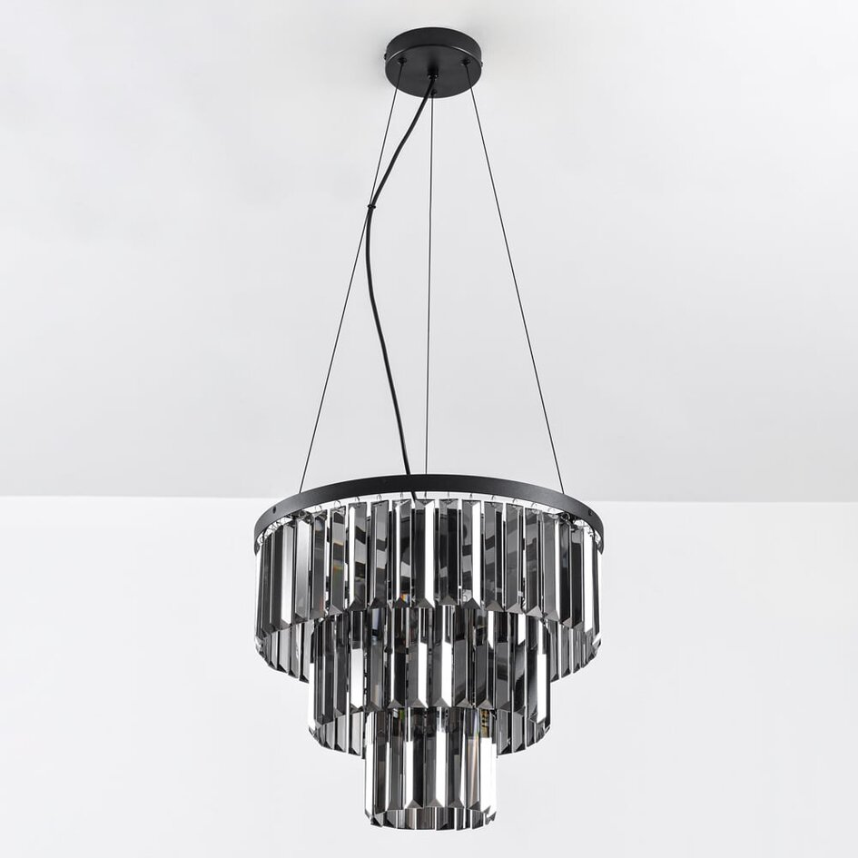 Luxe zwarte hanglamp - Kristal
