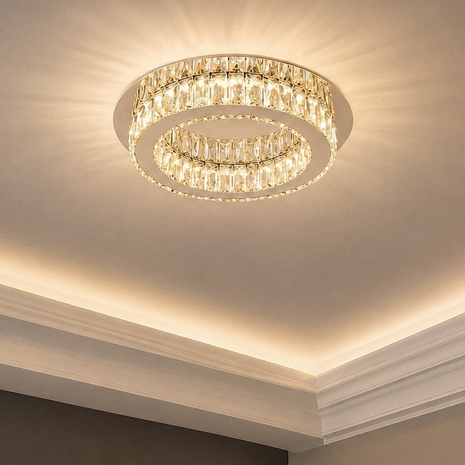 Plafonnier de luxe cristal LED 3 niveaux dimmable - Diamond