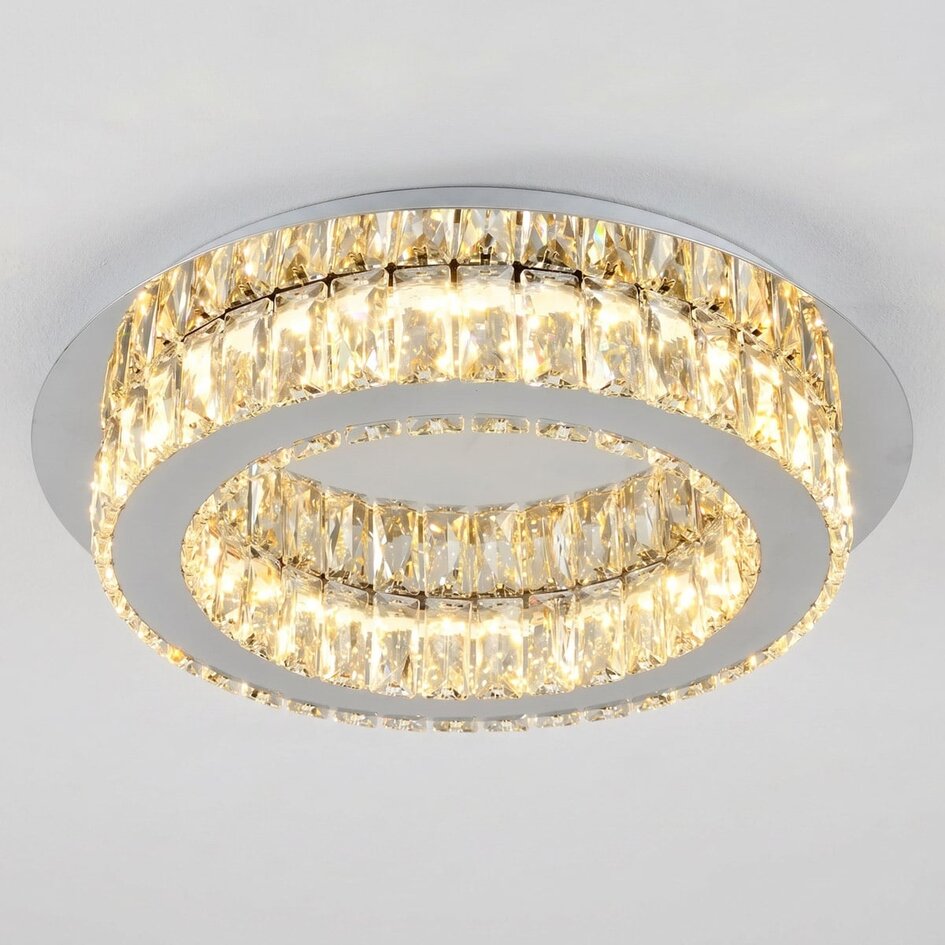 Plafonnier de luxe cristal LED 3 niveaux dimmable - Diamond