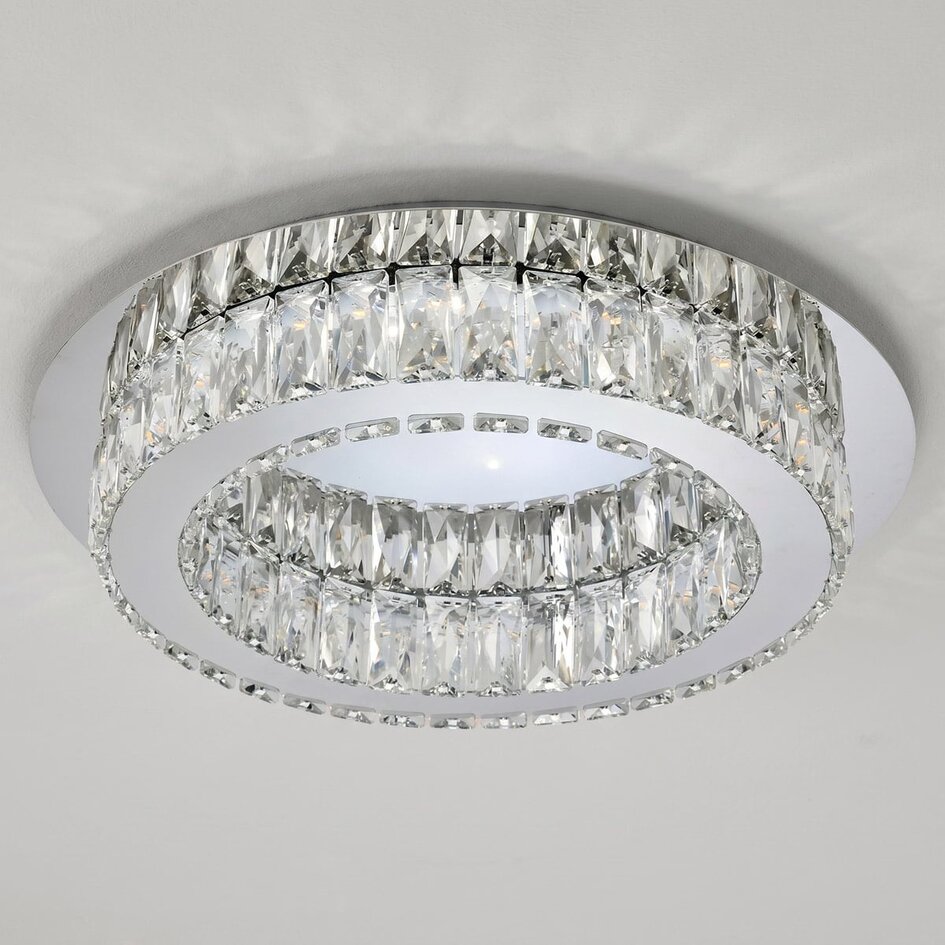 Plafonnier de luxe cristal LED 3 niveaux dimmable - Diamond