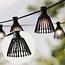 Kit guirlande guinguette incluant des abat-jours aspect rotin noir, disponible avec différentes ampoules LED