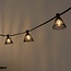 Kit guirlande guinguette incluant des abat-jours aspect rotin noir, disponible avec différentes ampoules LED