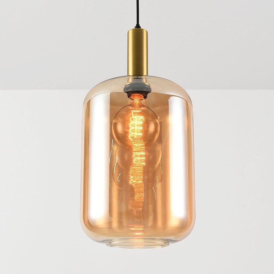 Suspension Sofito or avec verre ambré