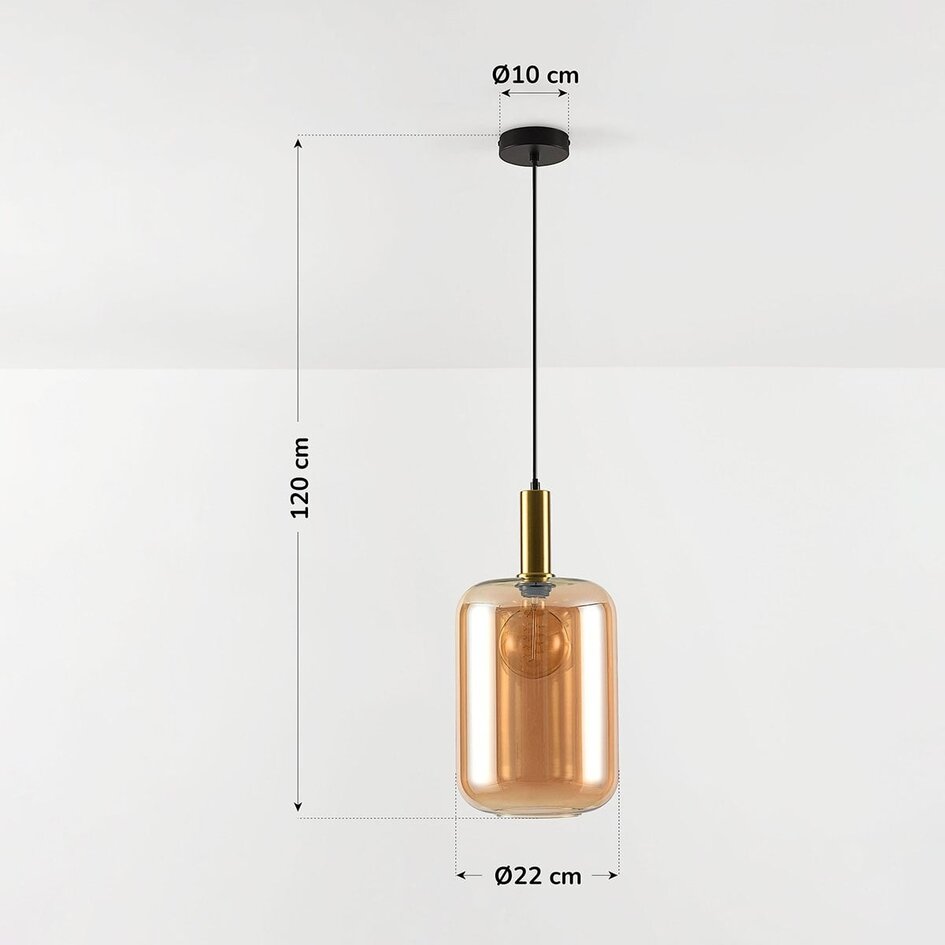 Suspension Sofito or avec verre ambré