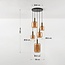 Suspension 5 lumières Cinque or avec verre ambré