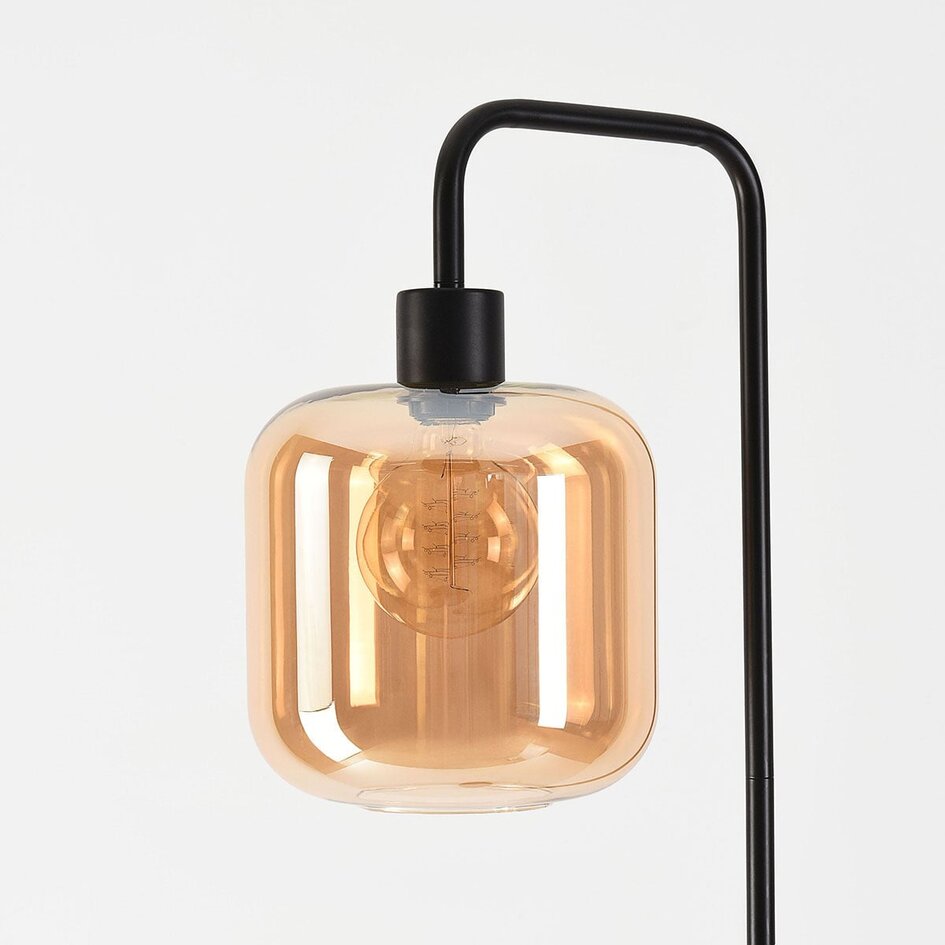 Lampadaire Piedi noir avec verre ambré