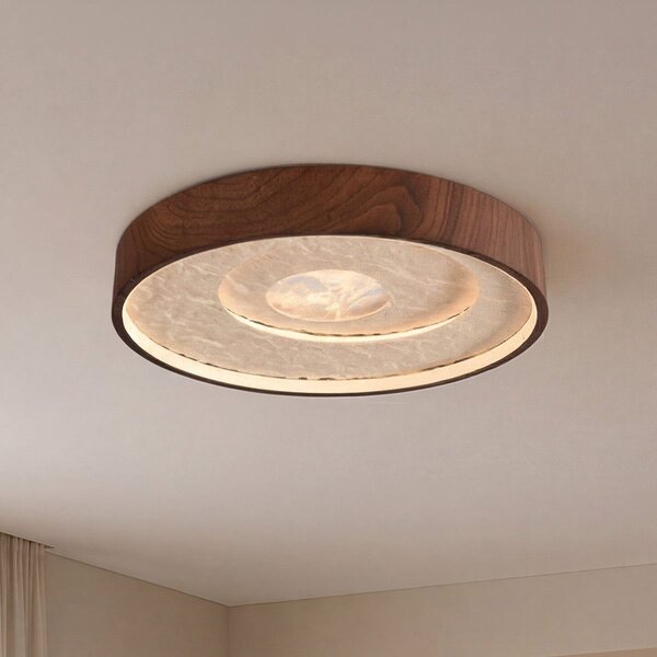 3-staps dimbare plafondlamp Cercul met geïntegreerde LED en beige steeneffect - walnootlook
