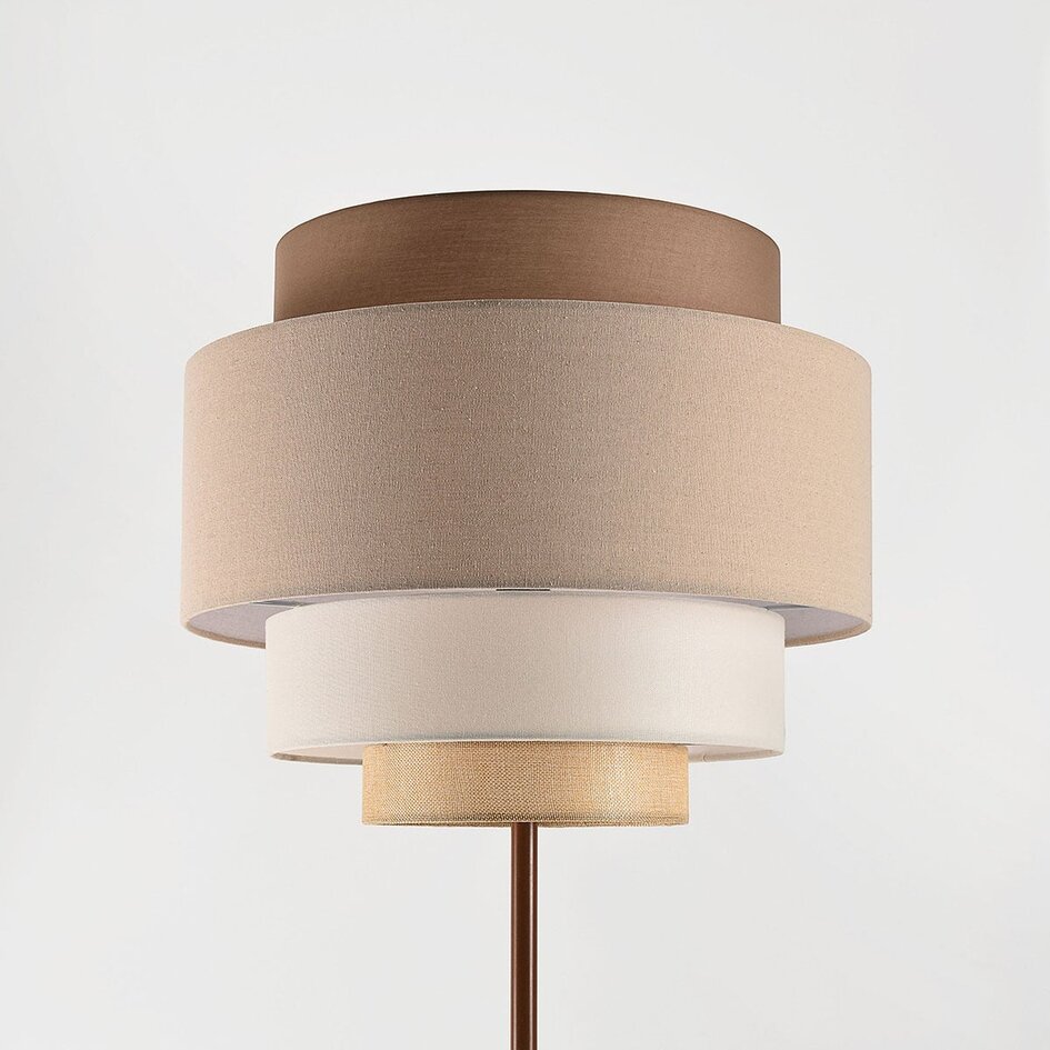 Lampadaire Zhuo avec abat-jour en lin superposé - marron