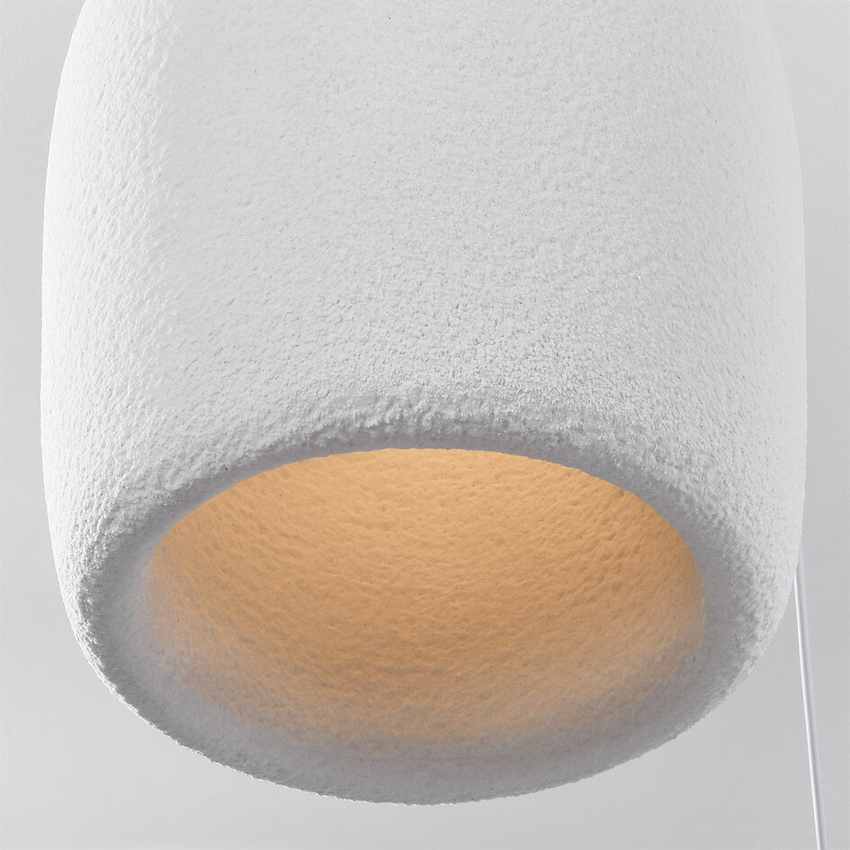 Lampe suspendue moderne Wabi Sabi à 3 lumières avec effet pierre blanc - Kage