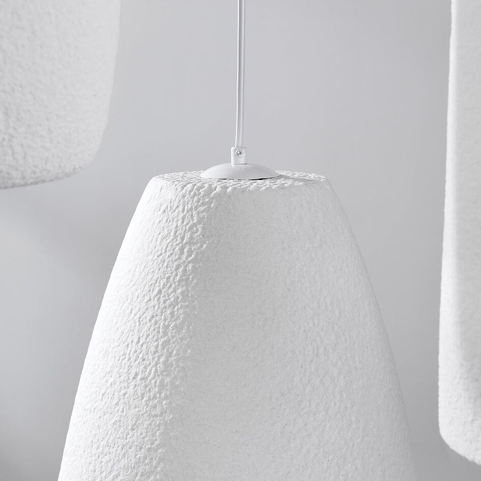 3-lichts moderne Wabi Sabi hanglamp met steeneffect wit - Kage