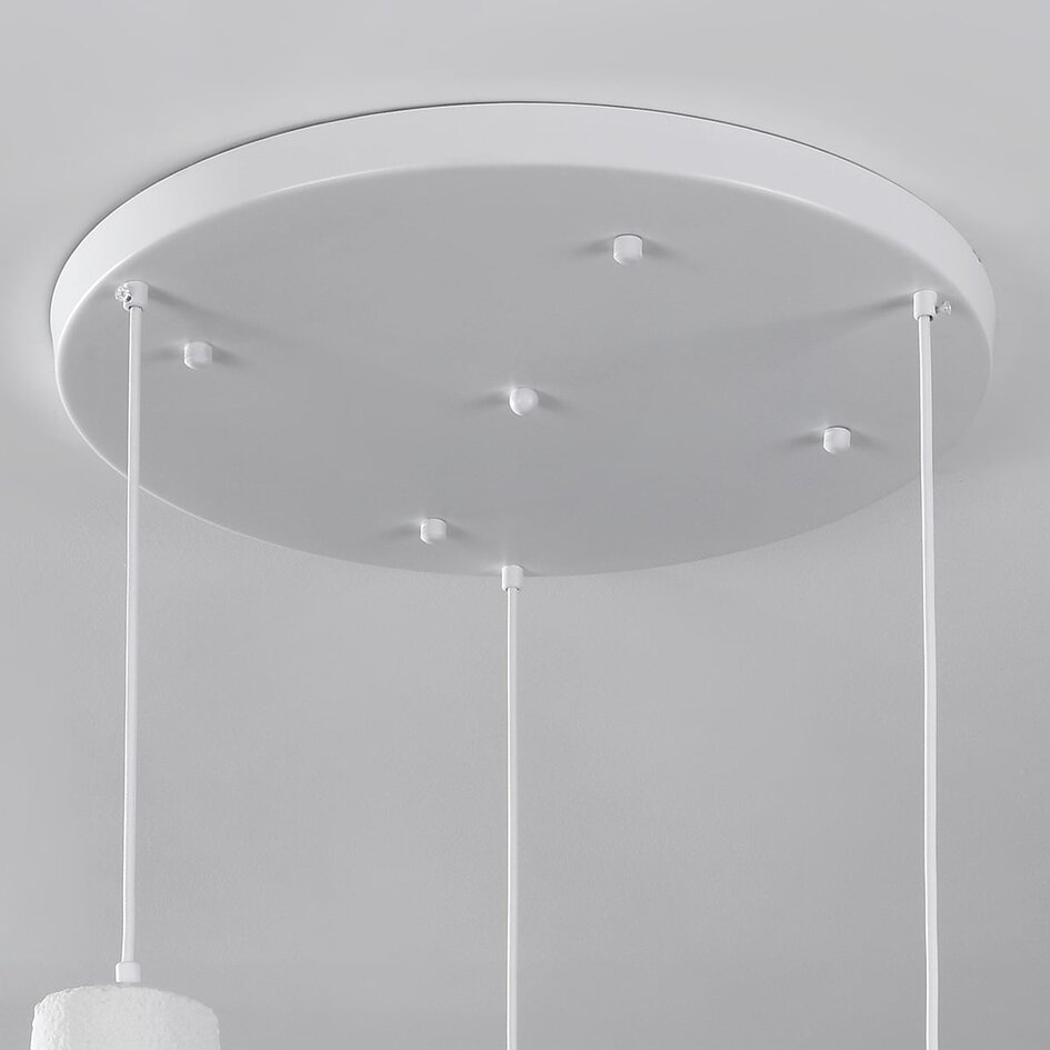 3-lichts moderne Wabi Sabi hanglamp met steeneffect wit - Kage