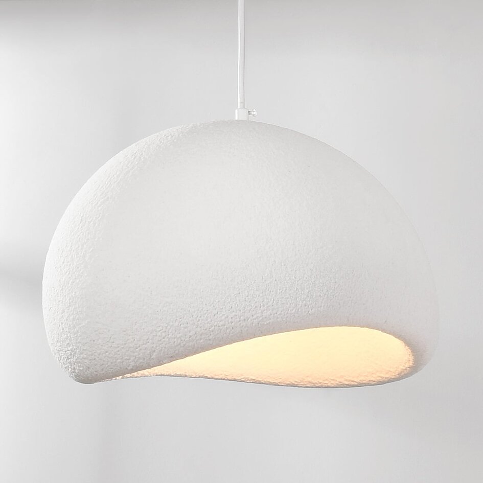 Lampe suspendue Wabi Sabi à 3 lumières Shibui avec motif en pierre blanche - 3 x 40 cm