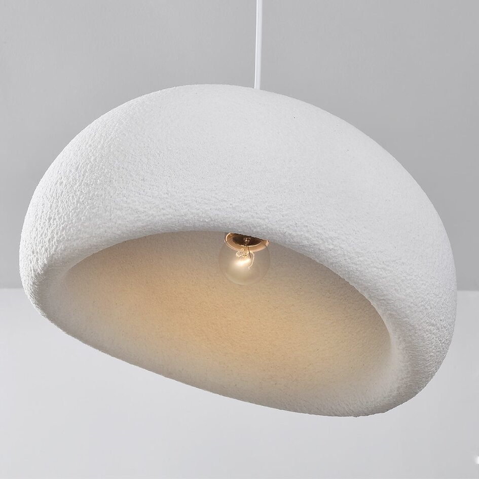 Lampe suspendue Wabi Sabi à 3 lumières Shibui avec motif en pierre blanche - 3 x 40 cm